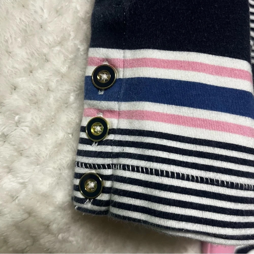 Talbots Womens Shift Dress 100% Cotton Nautical Striped Round Neck Casual Large - Picture 4 of 9